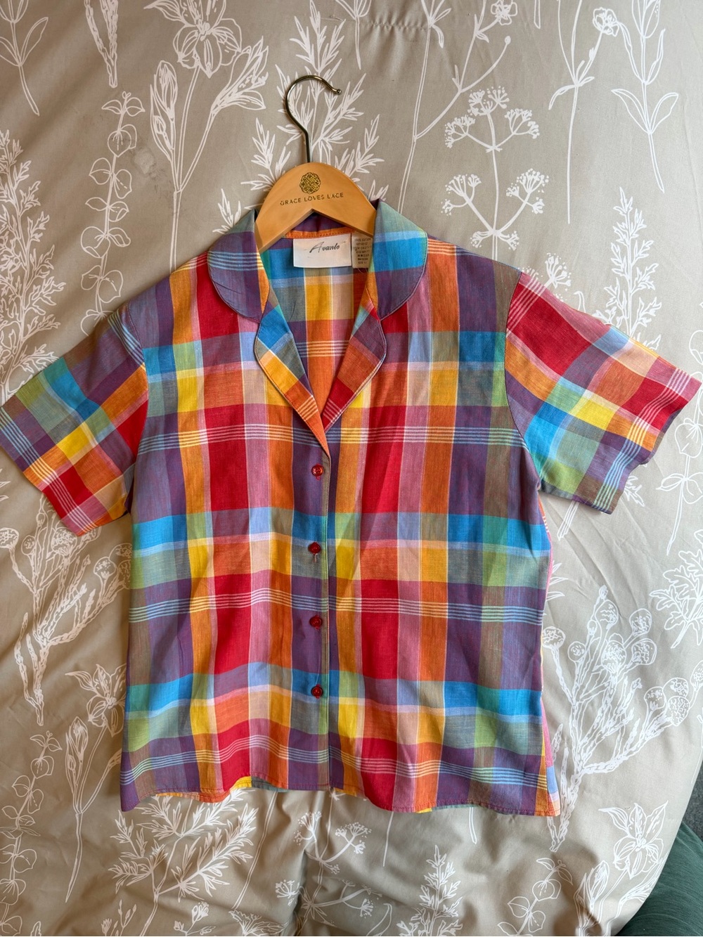 🌈 Multicolor Plaid Short-Sleeve Button-Up Shirt